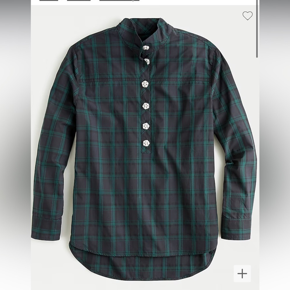 J.Crew Holiday Jeweled Button Popover Tunic